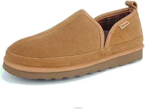 PAMIR Men's Genuine suede Indoor Outdoor Slippers Slip on moccasin shoes