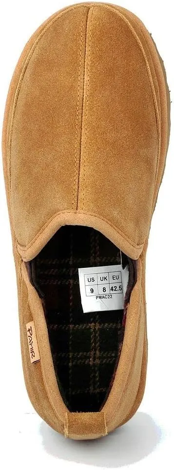 PAMIR Men's Genuine suede Indoor Outdoor Slippers Slip on moccasin shoes