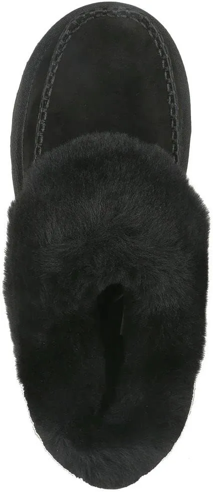 PAMIR Women's Genuine Suede Shearling Ankle Moccasin Bootie Slippers Memory Foam Indoor Outdoor