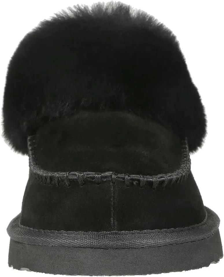 PAMIR Women's Genuine Suede Shearling Ankle Moccasin Bootie Slippers Memory Foam Indoor Outdoor