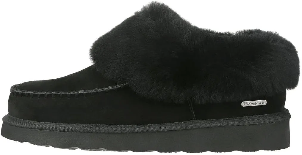 PAMIR Women's Genuine Suede Shearling Ankle Moccasin Bootie Slippers Memory Foam Indoor Outdoor