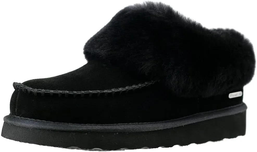 PAMIR Women's Genuine Suede Shearling Ankle Moccasin Bootie Slippers Memory Foam Indoor Outdoor