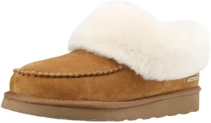 PAMIR Women's Genuine Suede Shearling Ankle Moccasin Bootie Slippers Memory Foam Indoor Outdoor