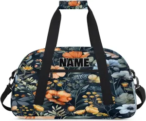 Personalized Gym Dance Bag with Name, Spring Garden Floral Blooming Nature Custom Cheerleading Duffel Bag Travel Weekender Overnight Carry On Sleepover Bag