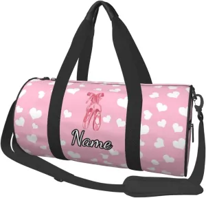 Personalized Gym Duffle Bag for Men,Custom Sports Tote Bag with Name for Women Weekender Carry On Personal Item,17in Ballet Shoes Pink Duffel Bag for Travel Overnight Fitness Dance