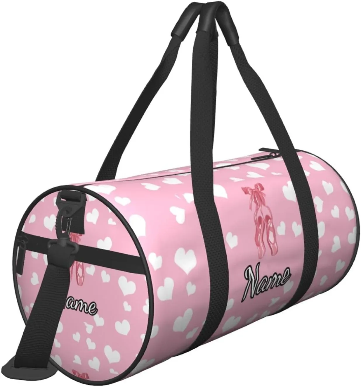 Personalized Gym Duffle Bag for Men,Custom Sports Tote Bag with Name for Women Weekender Carry On Personal Item,17in Ballet Shoes Pink Duffel Bag for Travel Overnight Fitness Dance