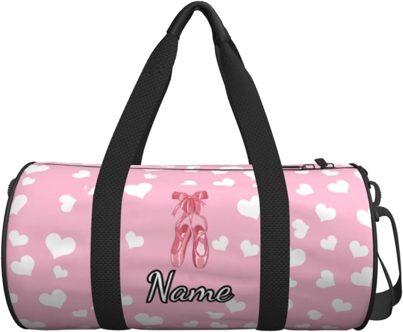 Personalized Gym Duffle Bag for Men,Custom Sports Tote Bag with Name for Women Weekender Carry On Personal Item,17in Ballet Shoes Pink Duffel Bag for Travel Overnight Fitness Dance