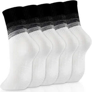 Pilates Socks with Grips for Women Grippy Yoga Sock Crew Size 7-9 for Workout Barre Ballet Barefoot 5 Pairs