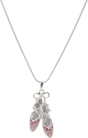 Pink Crystal Ballet Slipper Toe Shoe Necklace