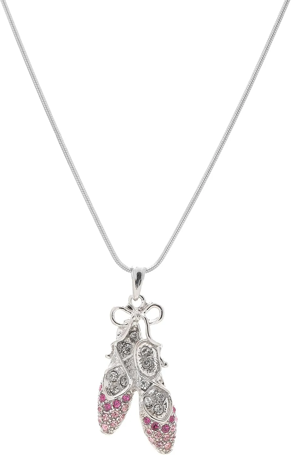 Pink Crystal Ballet Slipper Toe Shoe Necklace
