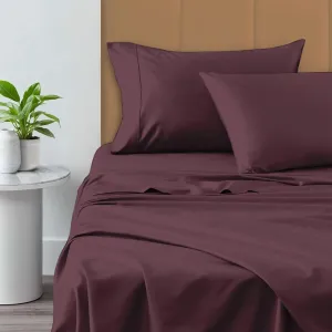 Pizuna Pure 100% Cotton Sheets 6pc King Size, 800 Thread Count Long Staple Cotton Crisp Sateen Sheets 6pc King with 15inch Deep Pocket (Combed Dark Purple Cotton Sheets 6pc King)