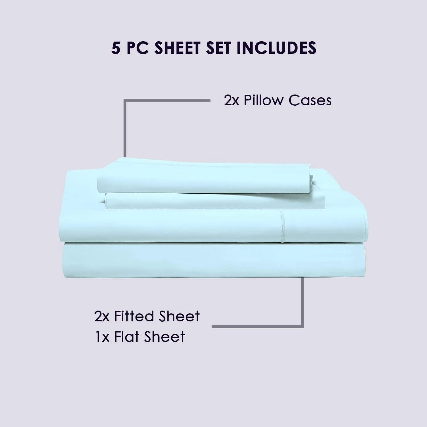 Pizuna Pure 100% Cotton Split King Sheet Set Baby Blue, 800 Thread Count 100% Long Staple Cotton Split King Sheets for Adjustable Bed, 15" Deep Pocket Sheets (Combed Cotton Bed Sheets)