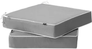 PNP FKJP 2 Pack Outdoor Chair Cushion 20" X 20" X 4", Waterproof Outdoor Seat Cushions with Non-Skid Ties,Grey (Cushion   Cover)
