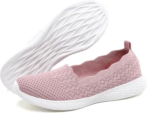 poemlady Women's Slip on Loafer Shoes - Mesh Casual Ballet Flat Nurse Walking Sneakers Knit Round Toe Memory Foam Casual Shoes