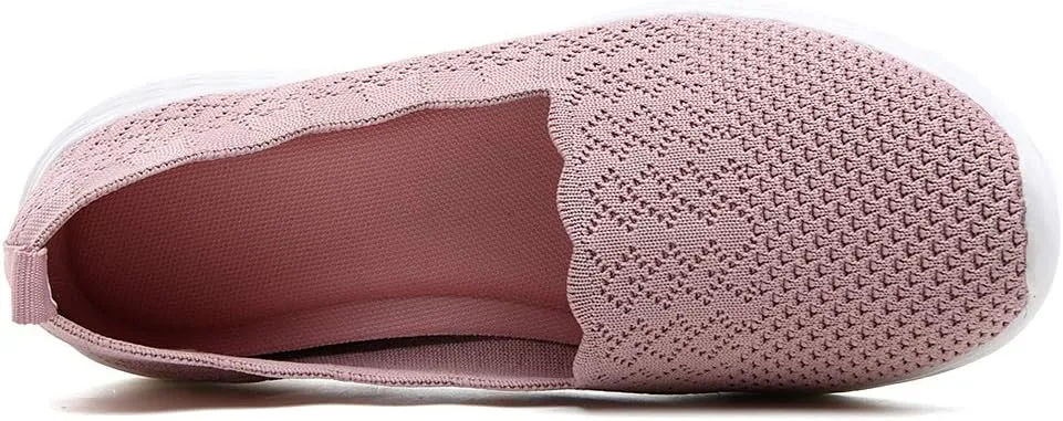 poemlady Women's Slip on Loafer Shoes - Mesh Casual Ballet Flat Nurse Walking Sneakers Knit Round Toe Memory Foam Casual Shoes