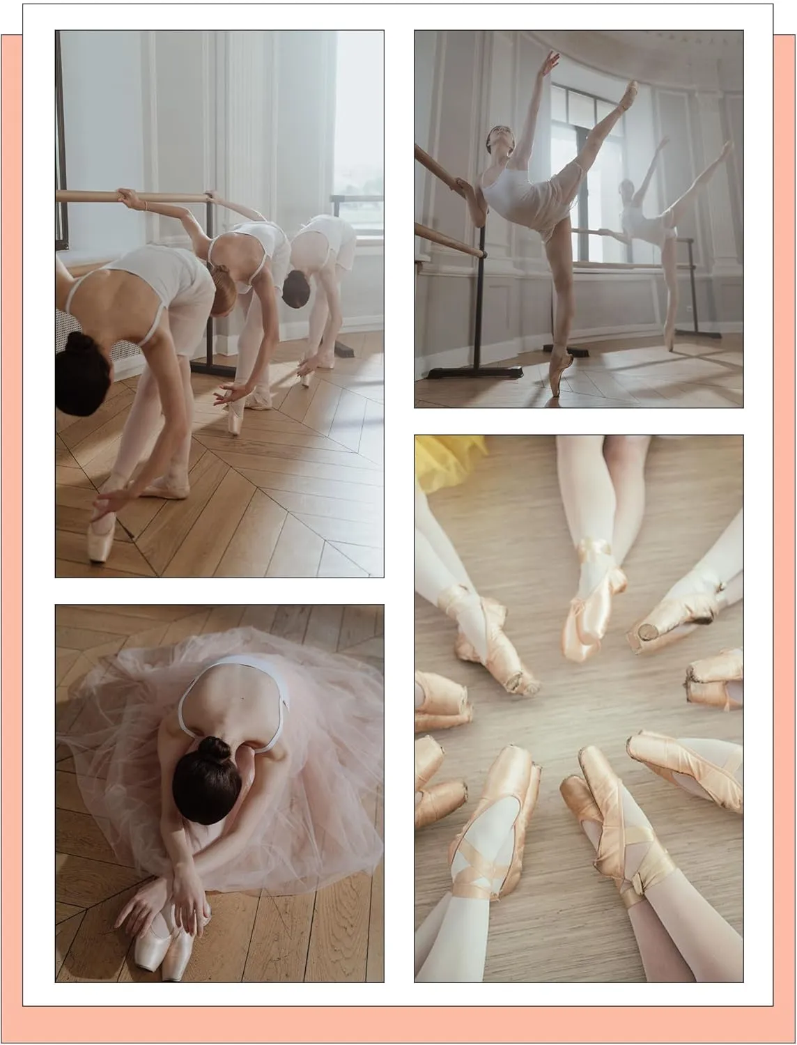 Pointe Shoes, Pink Pointe Shoes for Girls and Women with Ballet Toe Pads/Elastic Band
