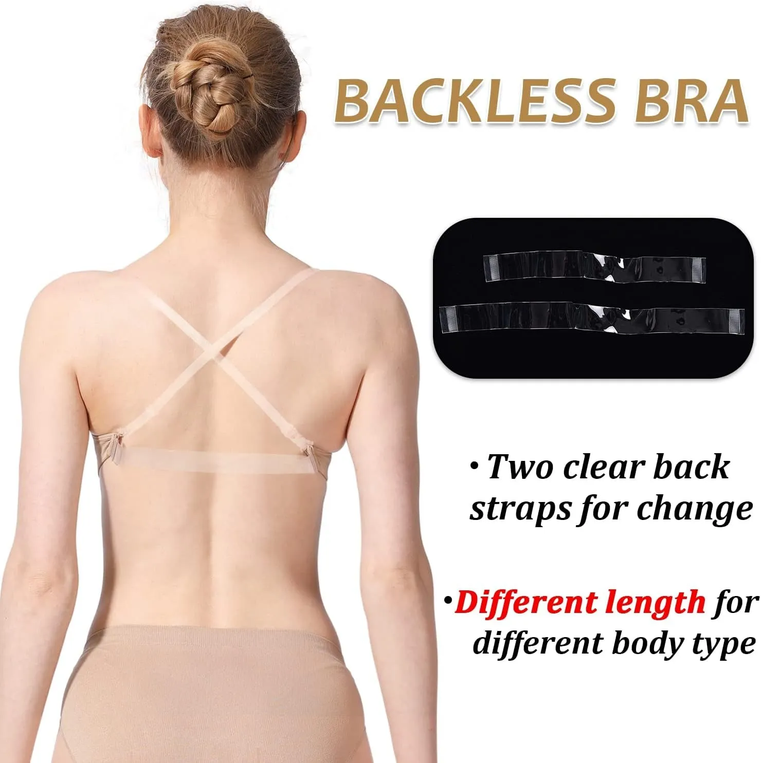 Professional Seamless Ballet Dance Bras for Women and Girls with Adjustable Clear Straps