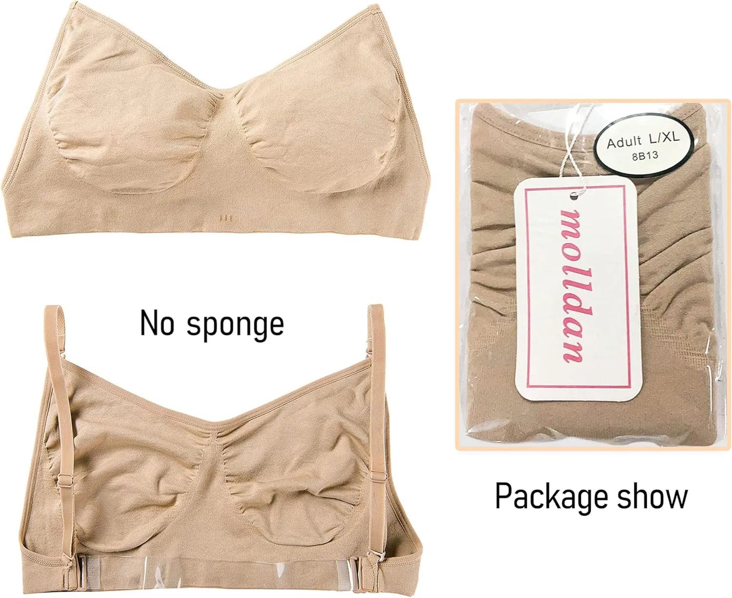 Professional Seamless Ballet Dance Bras for Women and Girls with Adjustable Clear Straps