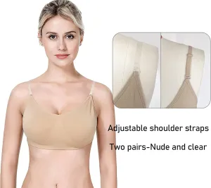 Professional Seamless Ballet Dance Bras for Women and Girls with Adjustable Clear Straps