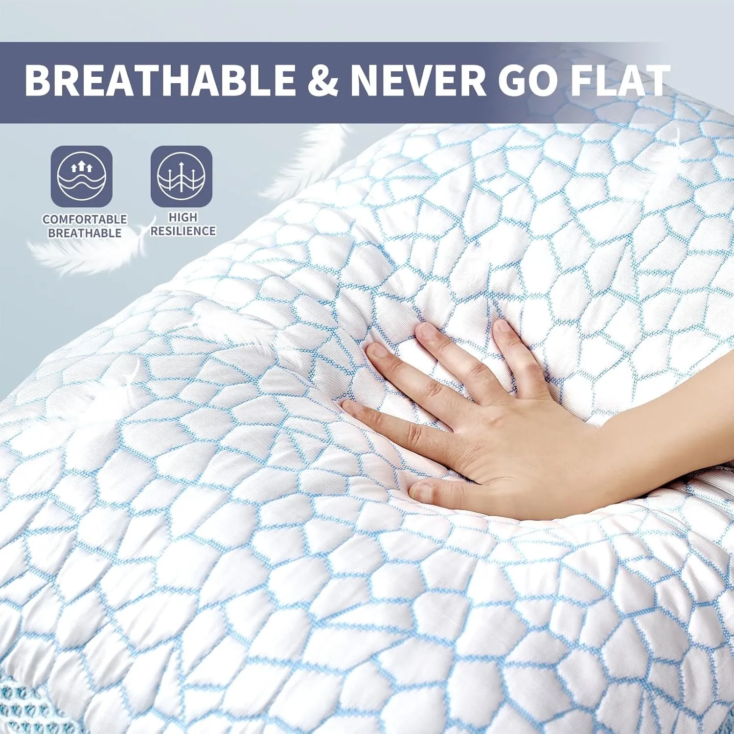 QUTOOL Double Sided Cooling Pillow for Hot Sleepers, Shredded Memory Foam Pillows Standard Size Set of 2, Adjustable Soft & Firm Gel Bed Pillow for Side, Back, Stomach Sleepers