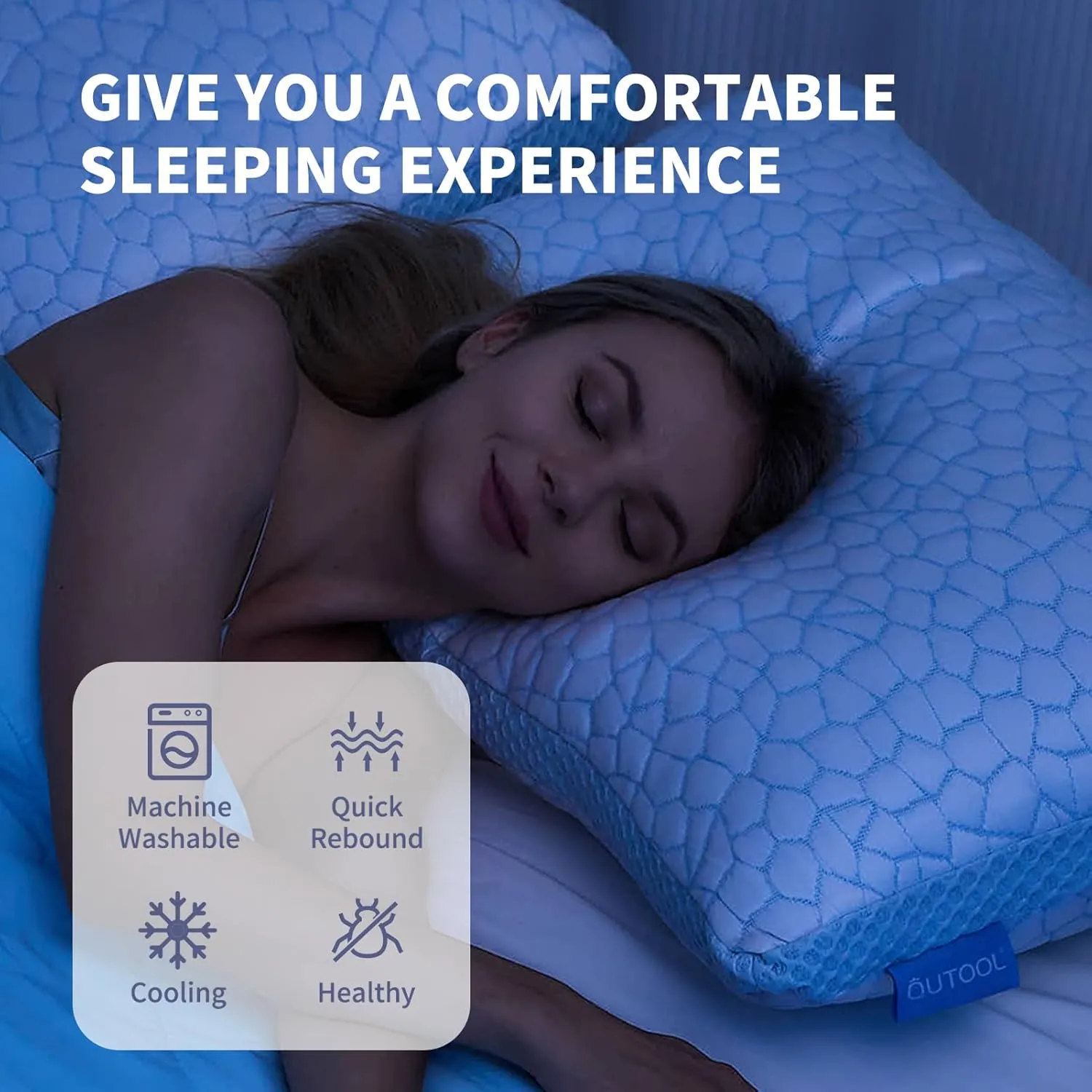 QUTOOL Double Sided Cooling Pillow for Hot Sleepers, Shredded Memory Foam Pillows Standard Size Set of 2, Adjustable Soft & Firm Gel Bed Pillow for Side, Back, Stomach Sleepers