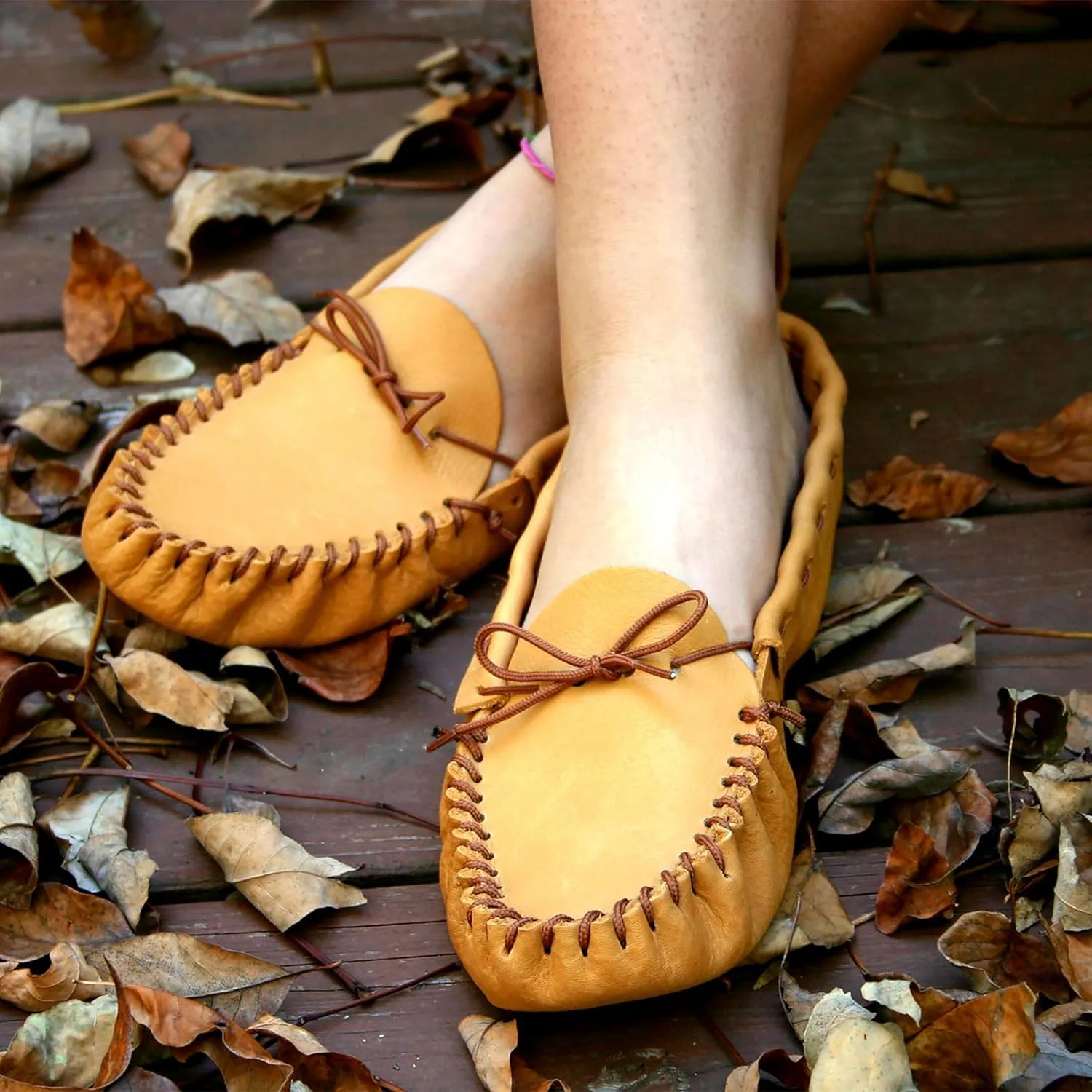Realeather Adult Moccasin Leathercraft Kit, 4-5, Golden Tan