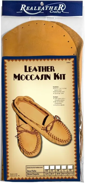 Realeather Adult Moccasin Leathercraft Kit, 4-5, Golden Tan