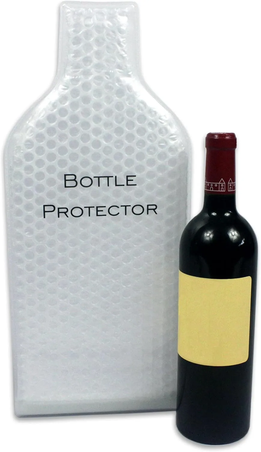 Reusable Wine Bottle Protector for Travel (4 Pack) - Wine Bags with Double Air Bubble Cushion Inner Skin and Leak Proof Exterior Ensures Safe Transportation in Luggage - Great Gift for Wine Lovers