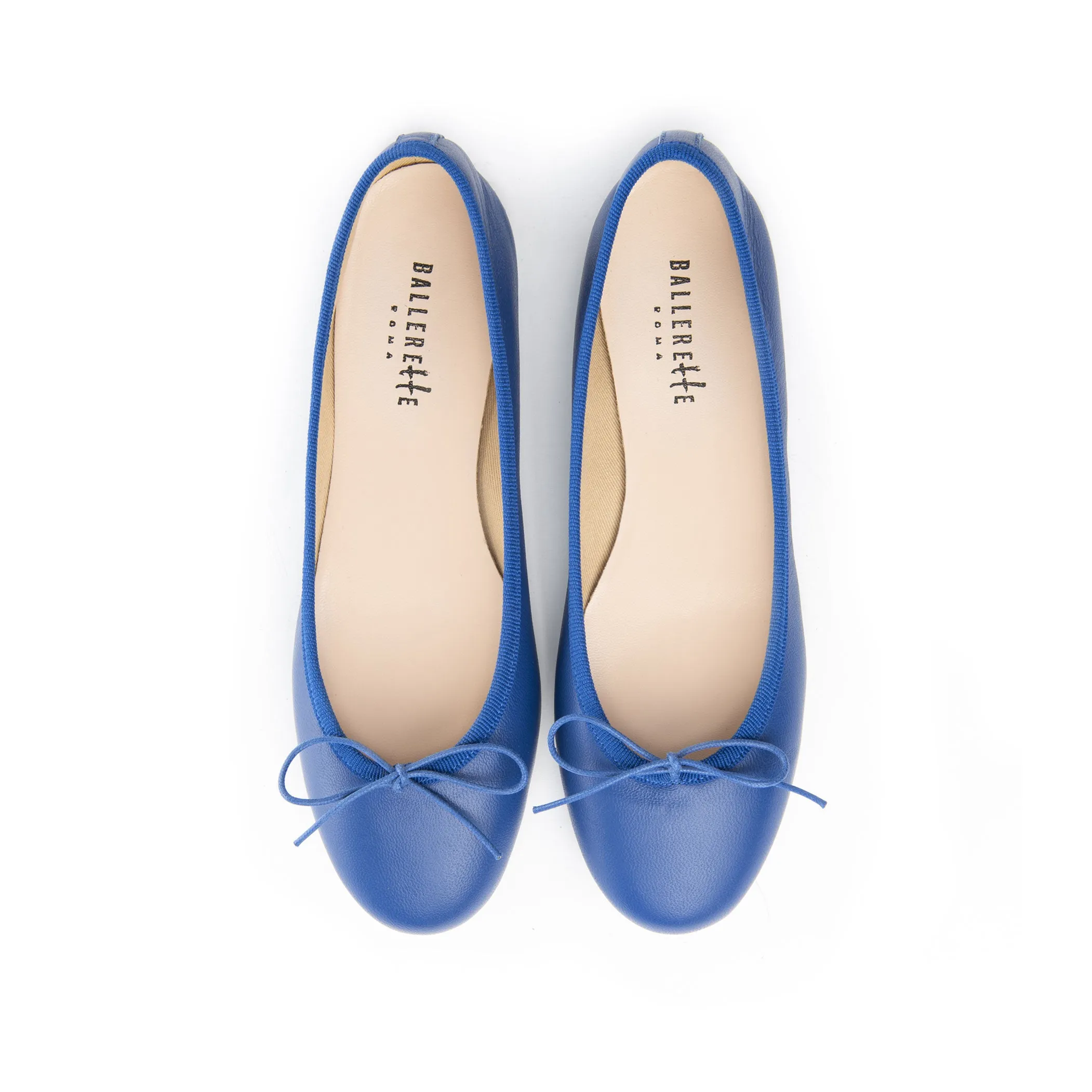 Royal blue leather ballet flat