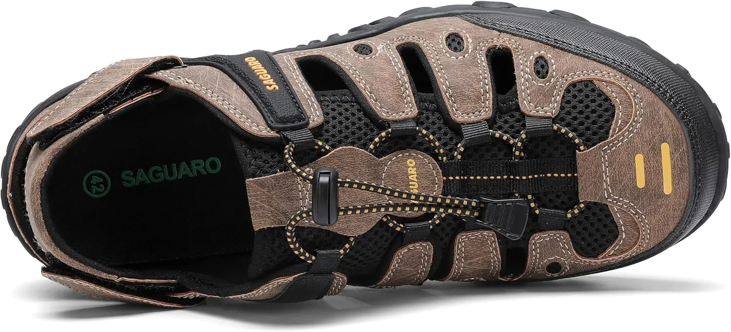 SAGUARO Men's Sport Sandals Adjustable Strap Closed Toe Outdoor Hiking Sandal Beach Water Shoes