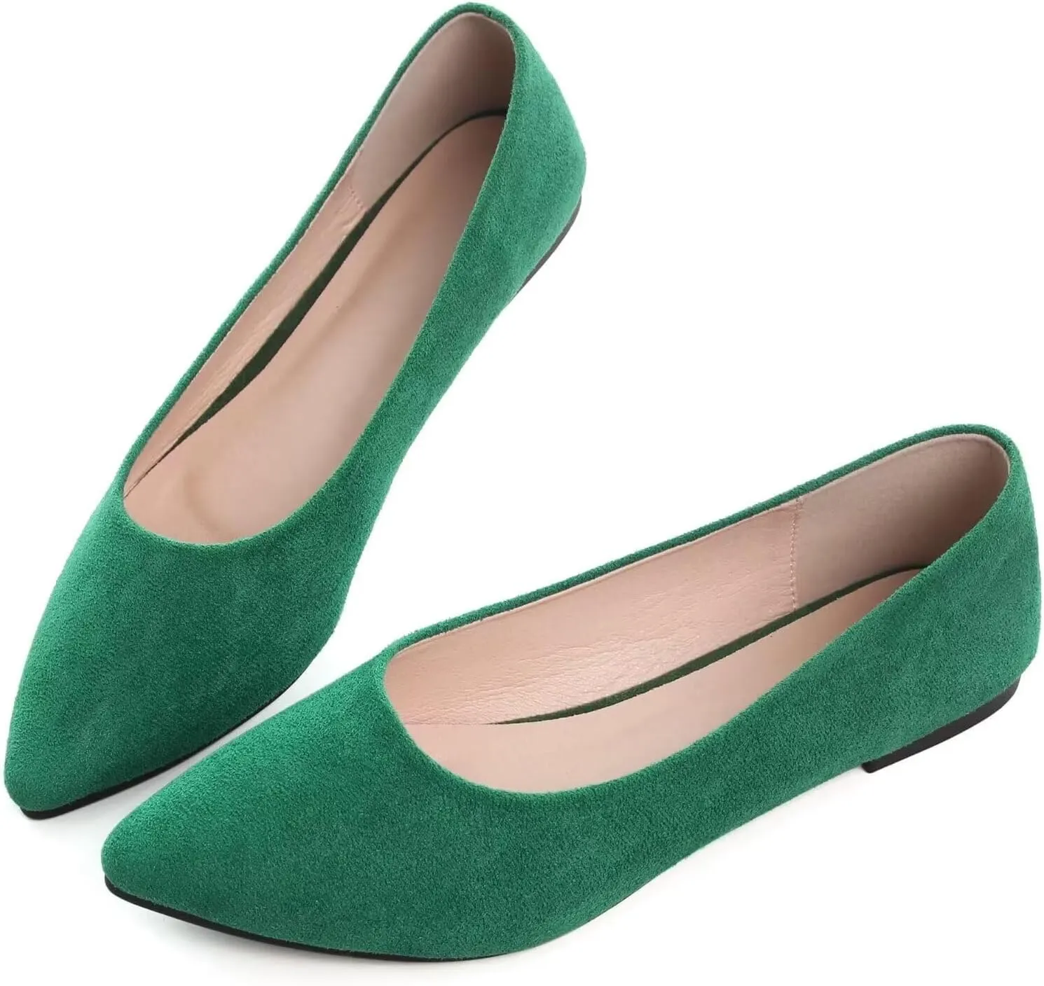 SAILING LU Womens Suede Pointed Toe Ballet Flats Comfortable Wedding Party Casual Slip-On Ballerina Dressy Shoes for Women Walking Shoes