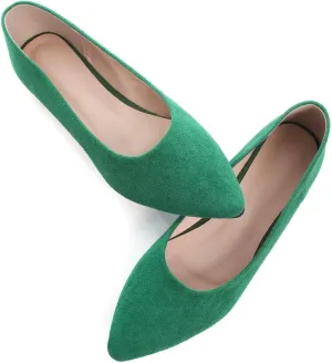 SAILING LU Womens Suede Pointed Toe Ballet Flats Comfortable Wedding Party Casual Slip-On Ballerina Dressy Shoes for Women Walking Shoes