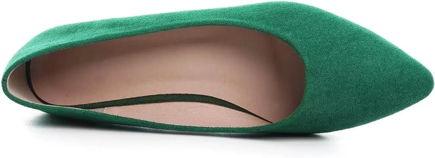SAILING LU Womens Suede Pointed Toe Ballet Flats Comfortable Wedding Party Casual Slip-On Ballerina Dressy Shoes for Women Walking Shoes