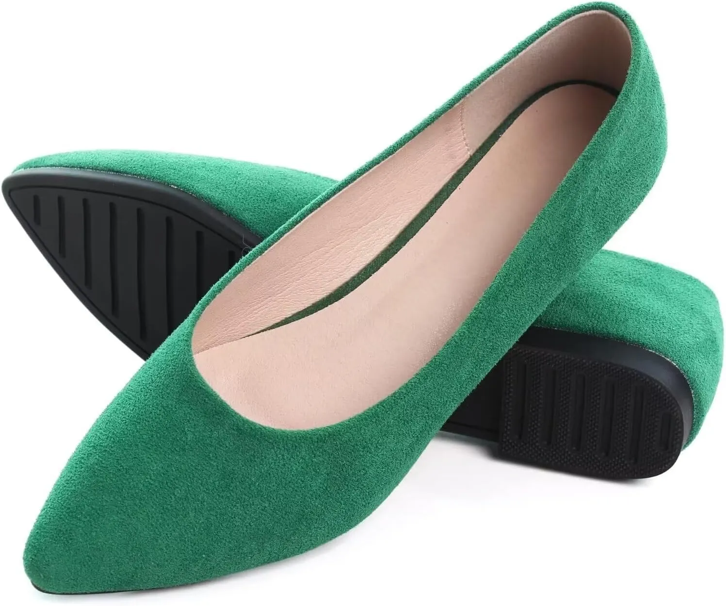 SAILING LU Womens Suede Pointed Toe Ballet Flats Comfortable Wedding Party Casual Slip-On Ballerina Dressy Shoes for Women Walking Shoes