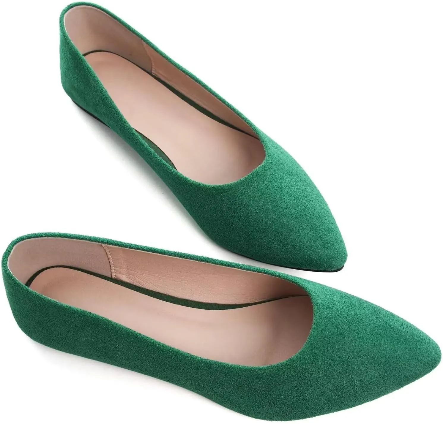 SAILING LU Womens Suede Pointed Toe Ballet Flats Comfortable Wedding Party Casual Slip-On Ballerina Dressy Shoes for Women Walking Shoes