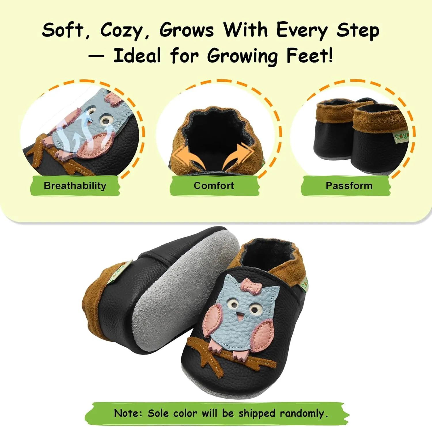 SAYOYO Baby Shoes Soft Leather Sole Infant Moccasins Toddler Prewalker Shoes