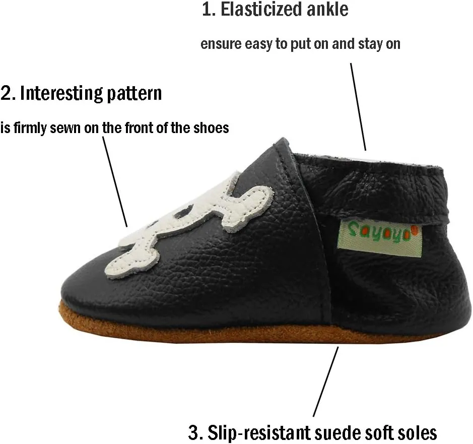 SAYOYO Baby Shoes Soft Leather Sole Infant Toddler Prewalker Shoes