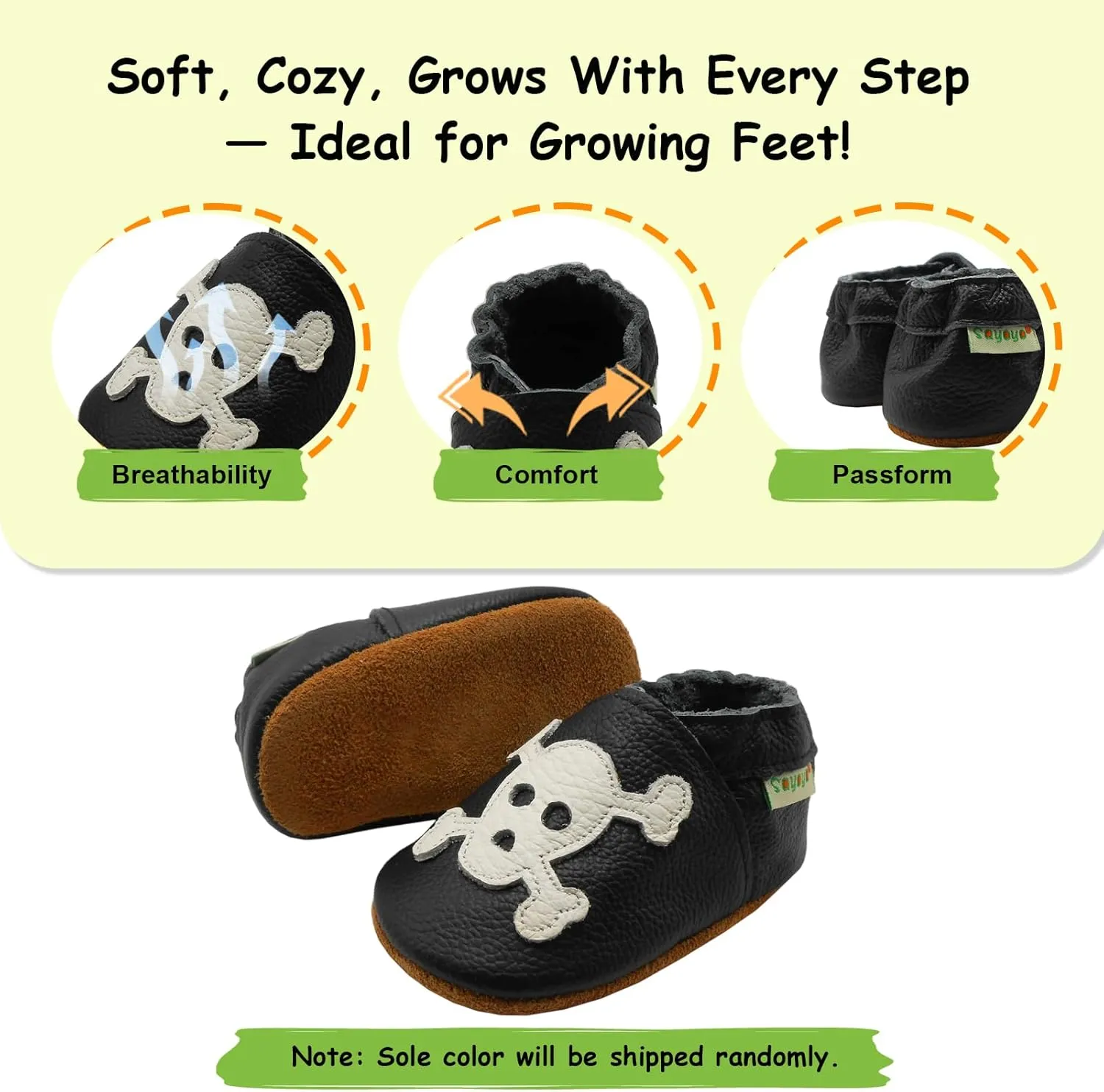SAYOYO Baby Shoes Soft Leather Sole Infant Toddler Prewalker Shoes