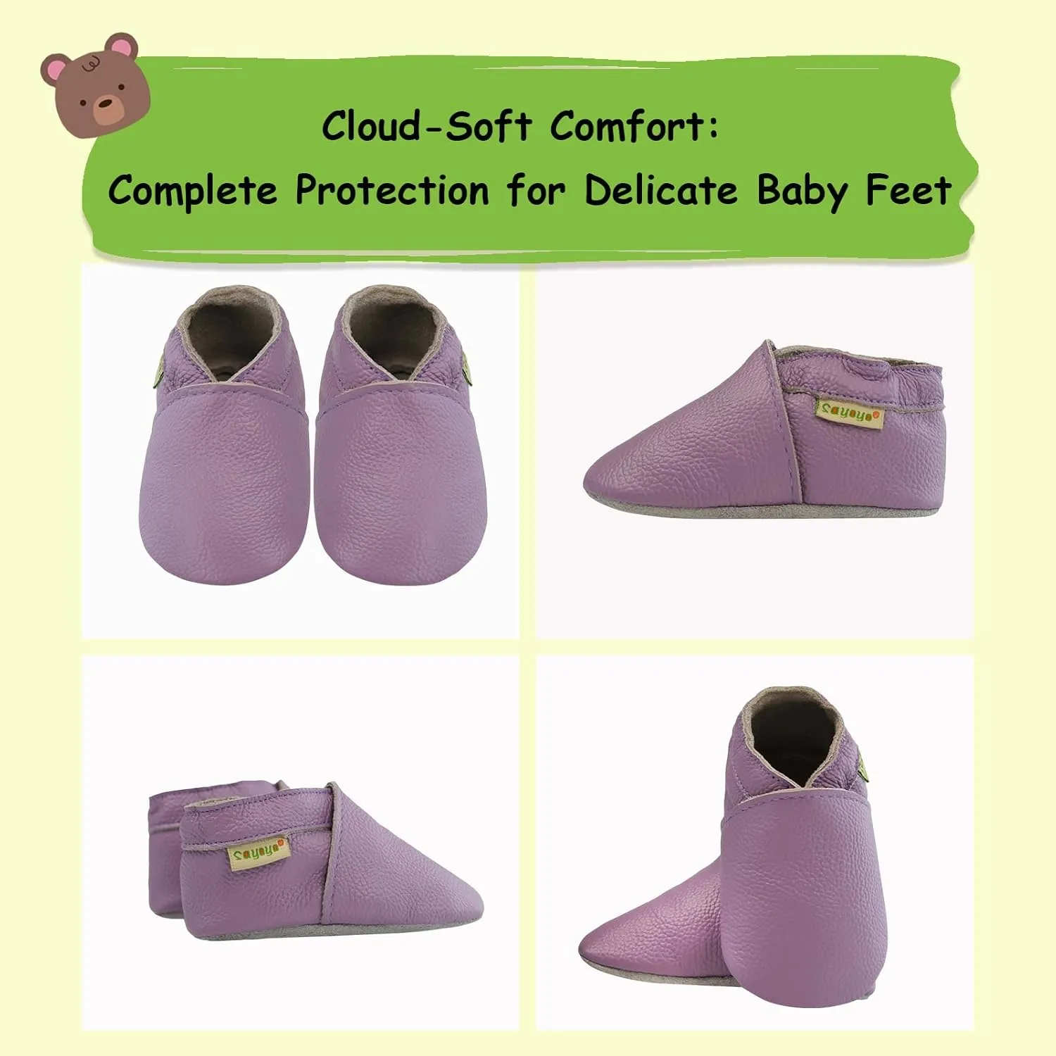 SAYOYO Baby Soft Sole Prewalkers Baby Toddler Shoes Leather Infant Shoes Dark Grey