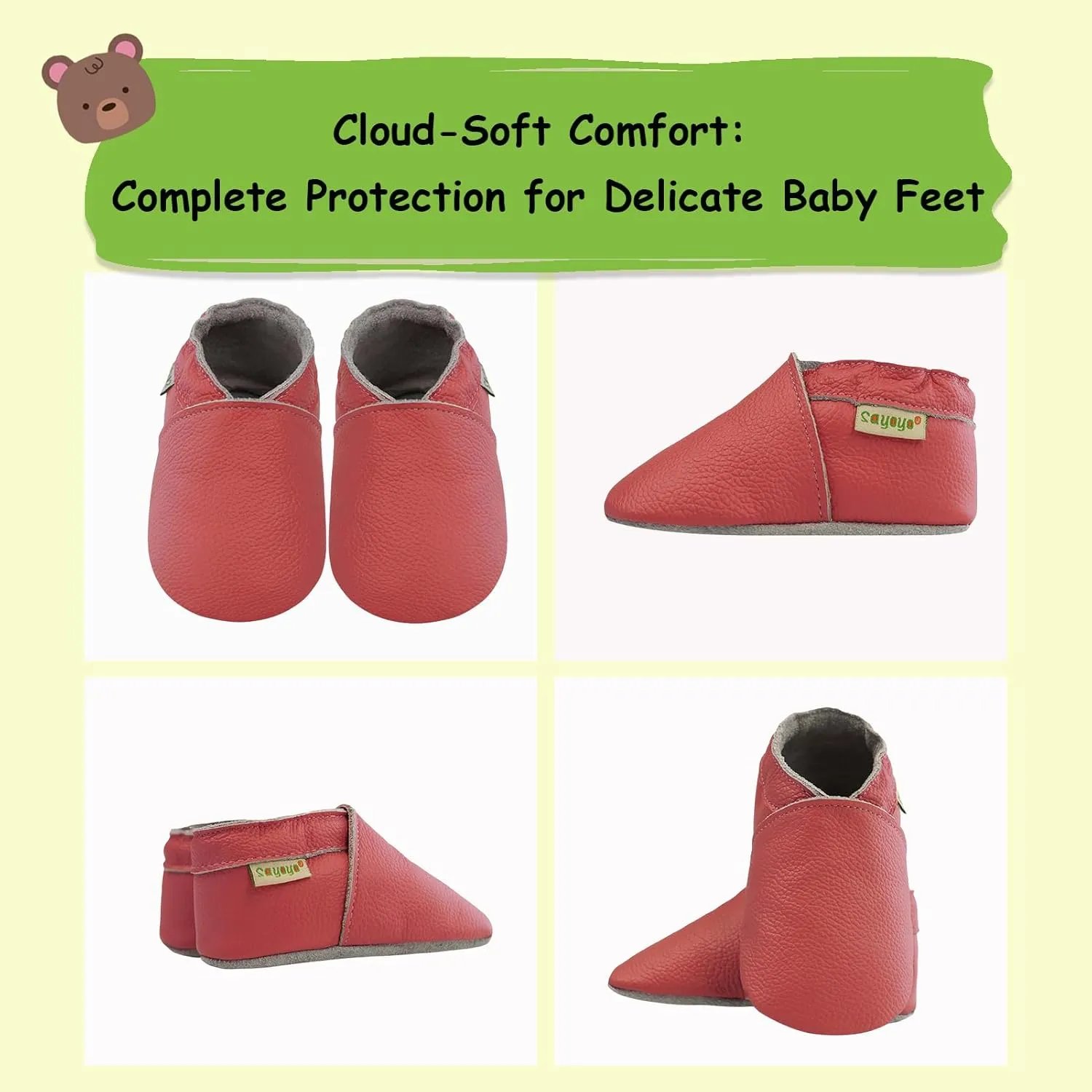 SAYOYO Baby Soft Sole Prewalkers Baby Toddler Shoes Leather Infant Shoes Dark Grey