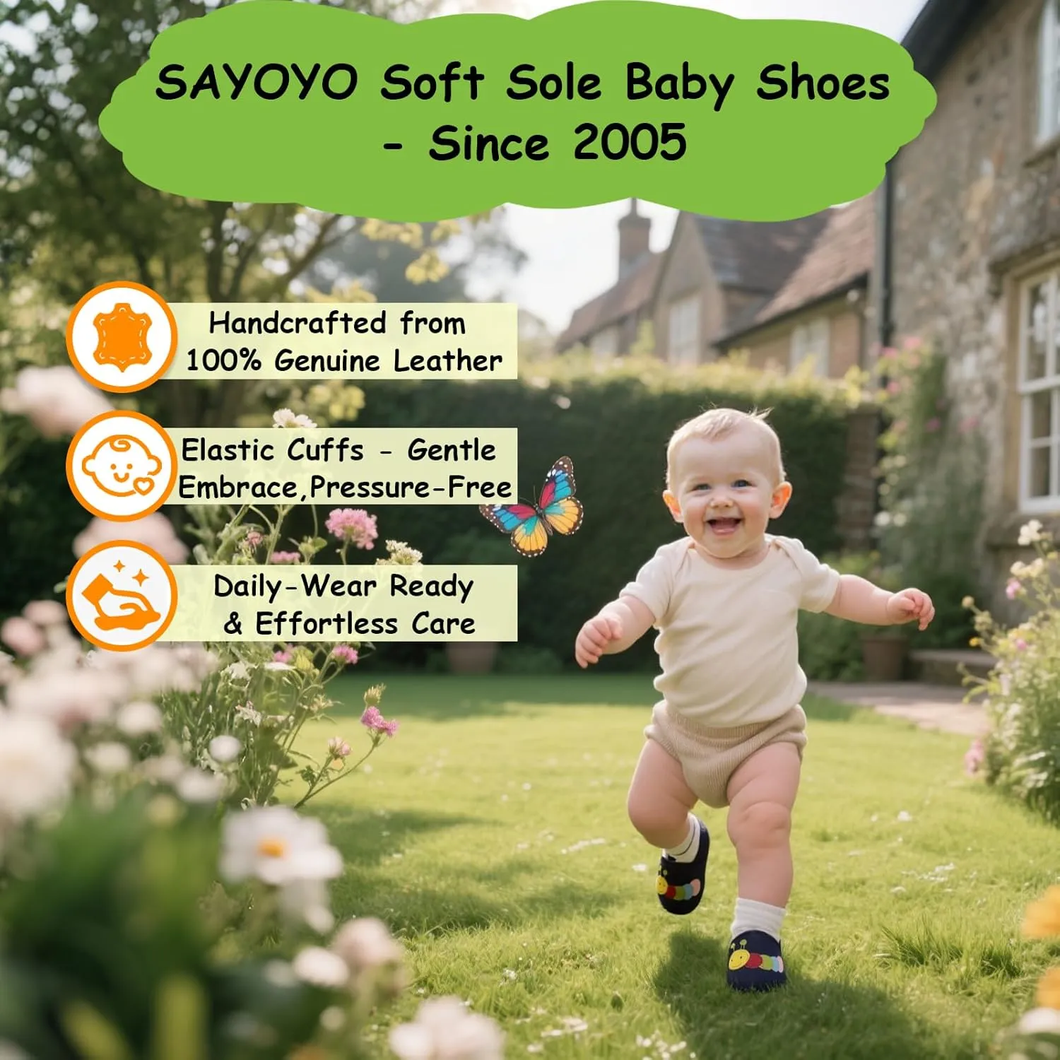 SAYOYO Baby Soft Sole Prewalkers Skid-Resistant Baby Toddler Shoes Infant Moccasins