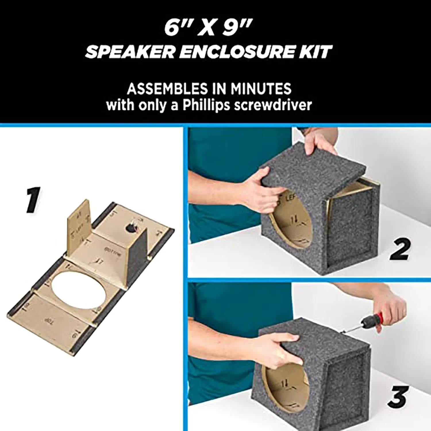 Scosche SE69KT2-WP1 6x9 Car Audio Speaker Boxes - Premium MDF Enclosure for Clear Sound - Durable Construction for Optimum 6x9 Speaker Performance - MDF Subwoofer Box Enclosures - Set of 2 Boxes