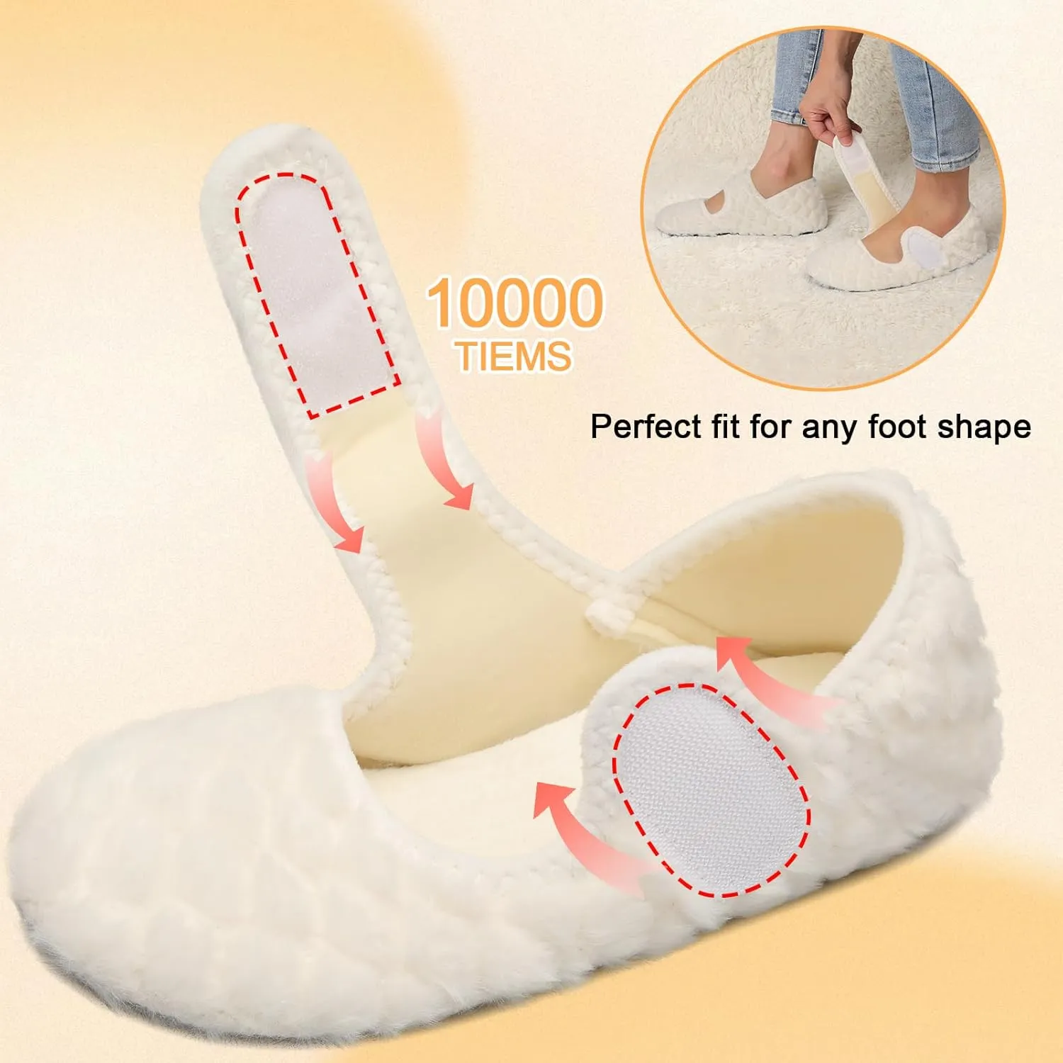 Scurtain Comfy House Slippers for Women Men Wide Diabetic Sock Slippers Soft Slip On Slippers Cozy Barefoot House Shoes