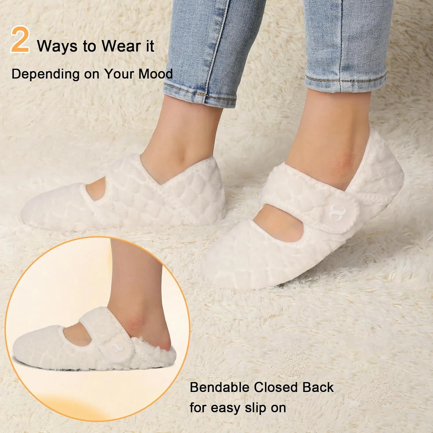 Scurtain Comfy House Slippers for Women Men Wide Diabetic Sock Slippers Soft Slip On Slippers Cozy Barefoot House Shoes