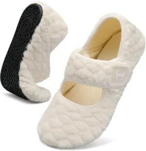 Scurtain Comfy House Slippers for Women Men Wide Diabetic Sock Slippers Soft Slip On Slippers Cozy Barefoot House Shoes