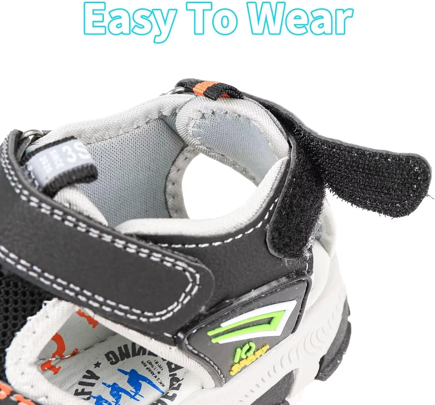 seannel Kids Athletic Sandals Boys and Girls Outdoor Hiking Sports Closed-Toe Sandal Pool Beach Shoes Summer Water shoes