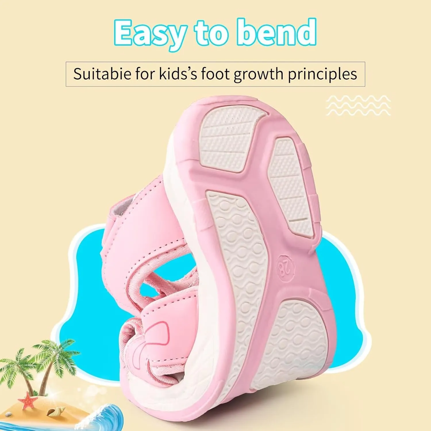 seannel Kids Athletic Sandals Boys and Girls Outdoor Hiking Sports Closed-Toe Sandal Pool Beach Shoes Summer Water shoes