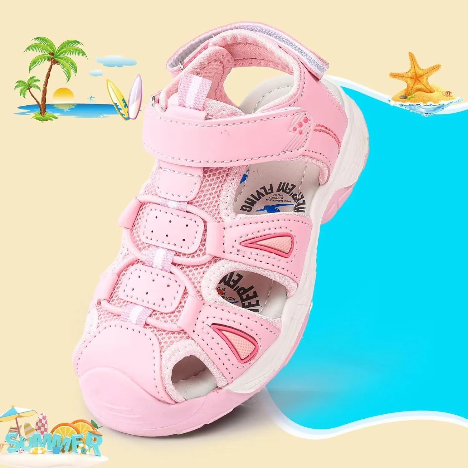 seannel Kids Athletic Sandals Boys and Girls Outdoor Hiking Sports Closed-Toe Sandal Pool Beach Shoes Summer Water shoes