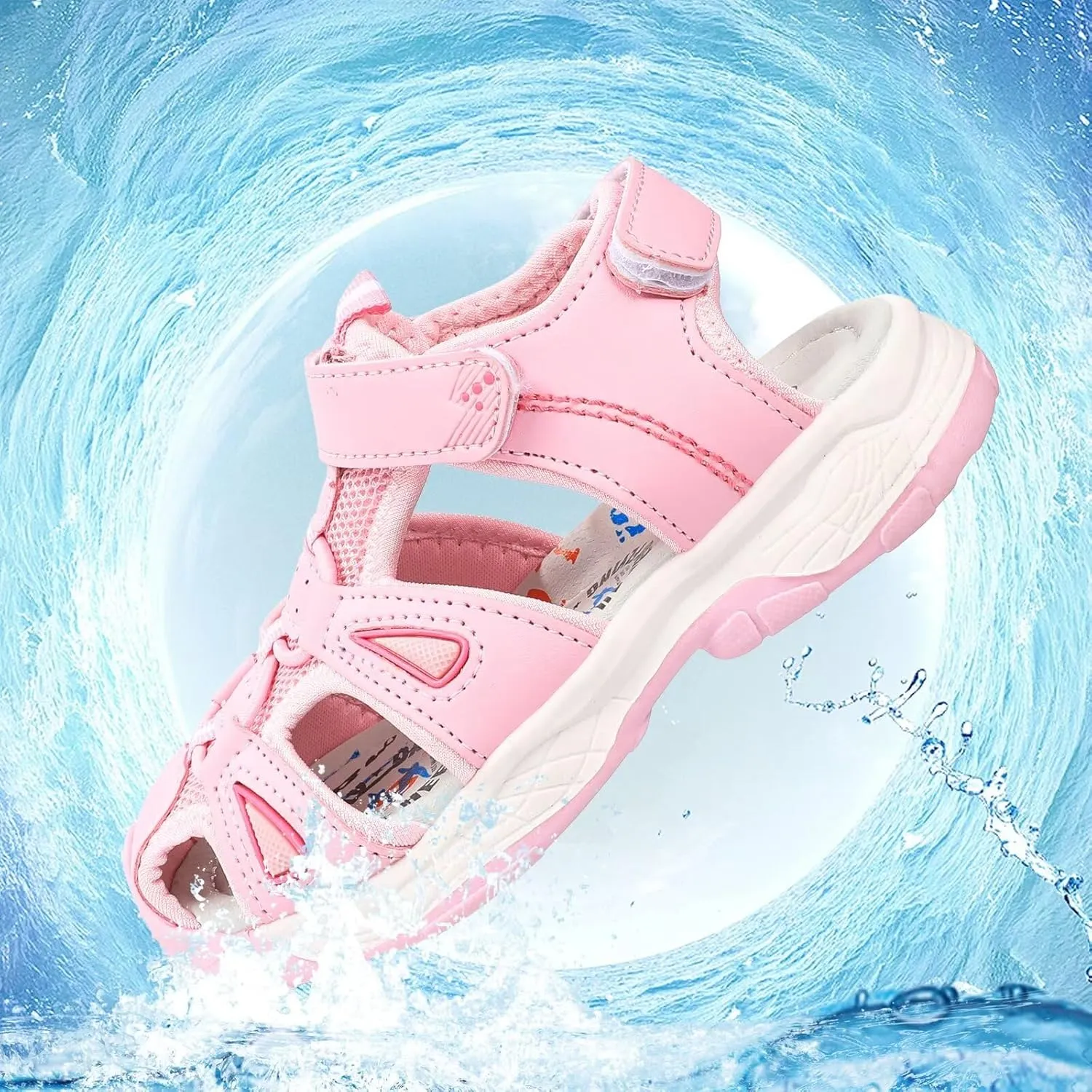seannel Kids Athletic Sandals Boys and Girls Outdoor Hiking Sports Closed-Toe Sandal Pool Beach Shoes Summer Water shoes