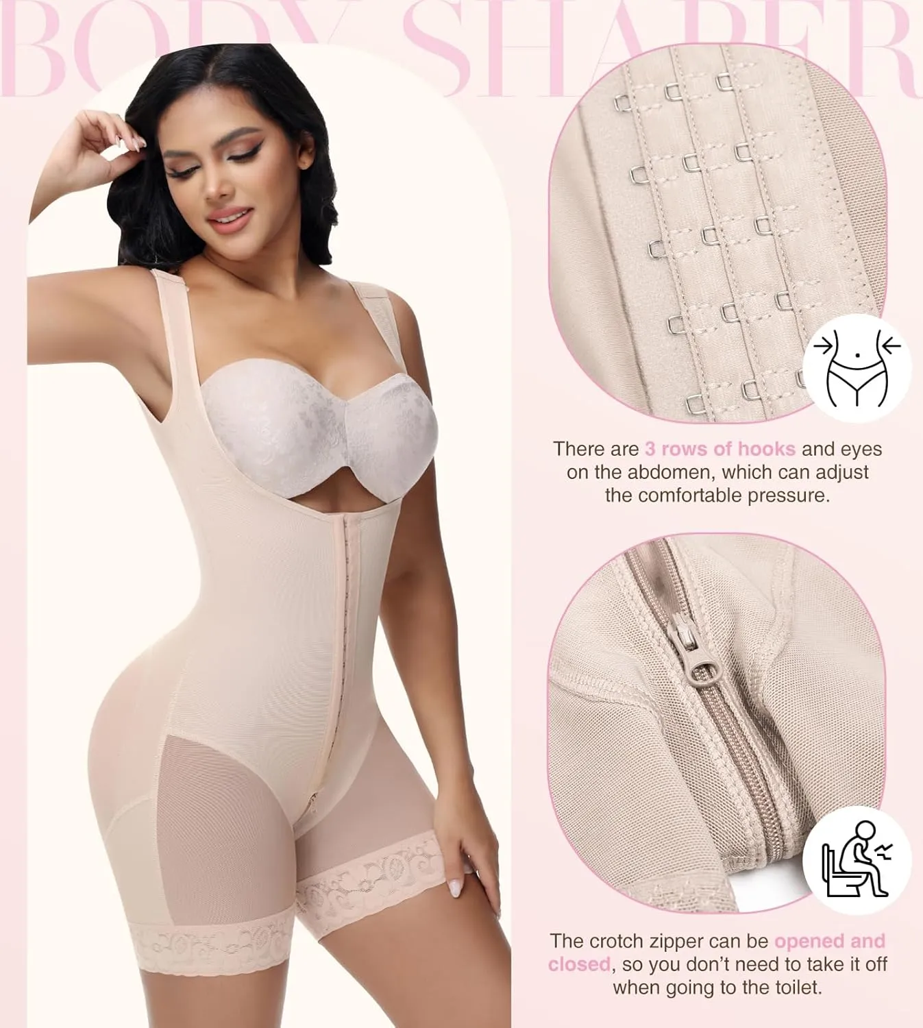 SHAPSHE Fajas Colombianas Shapewear Tummy Control Post Surgery Compression Garment Butt Lifter Body Shaper Stage 2 Bbl